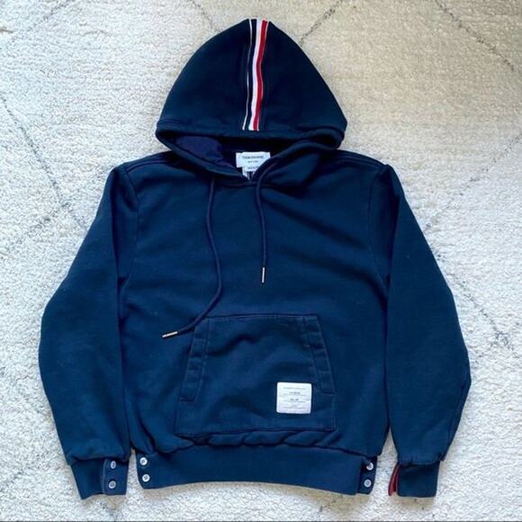Thom Browne Striped Back Pullover Hoodie in Navy Size XS - Picture 4 of 12